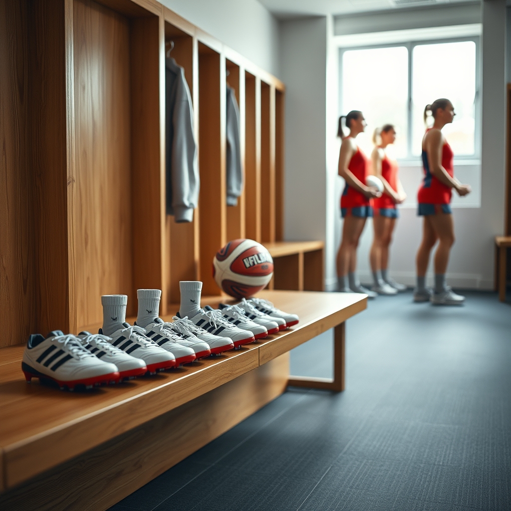 Football boots lined up in changing room